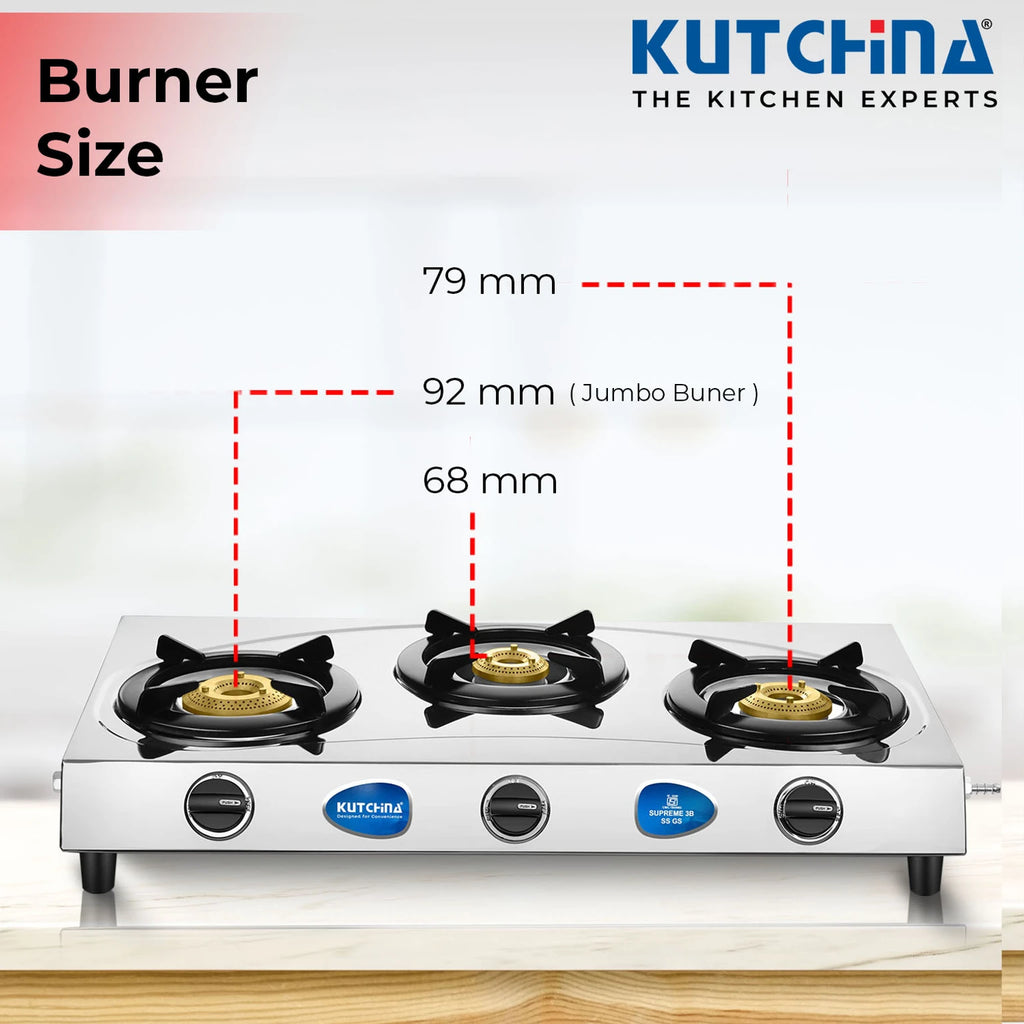 STAINLESS STELL GAS STOVE SUPREME 3B SS GS