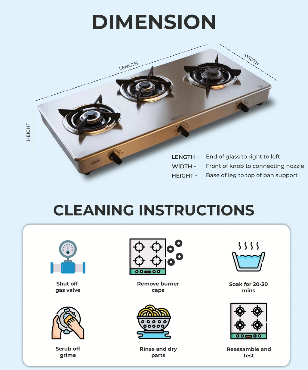 STAINLESS STELL GAS STOVE SUPREME 3B SS GS