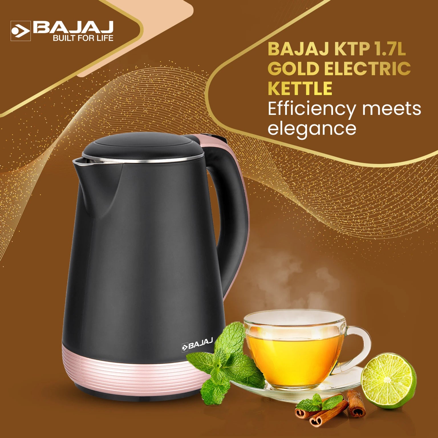 KETTLE KTP 1.7LTR GOLD (670110)1300 W