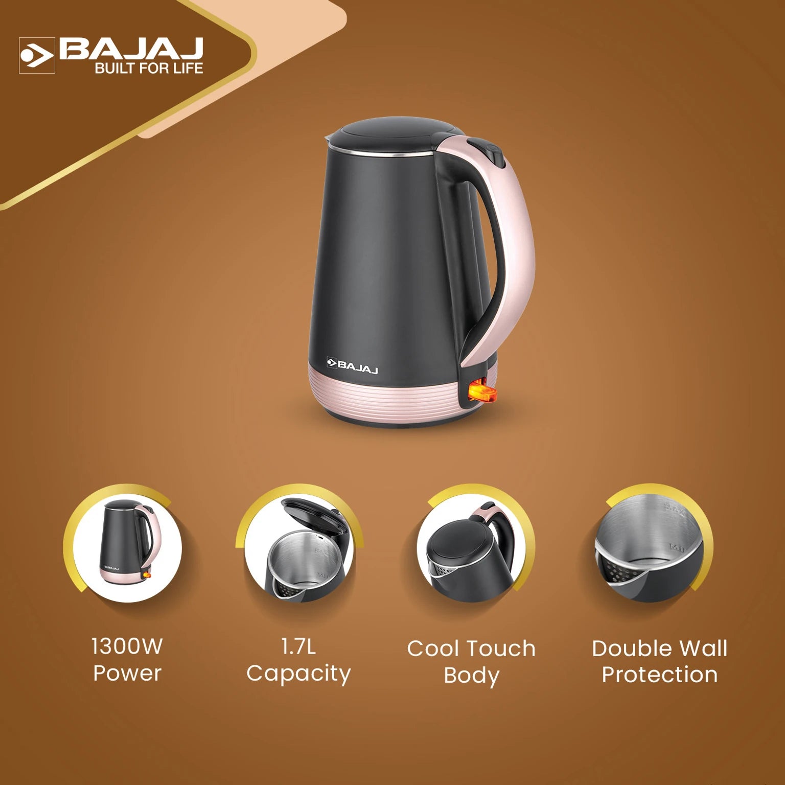 KETTLE KTP 1.7LTR GOLD (670110)1300 W